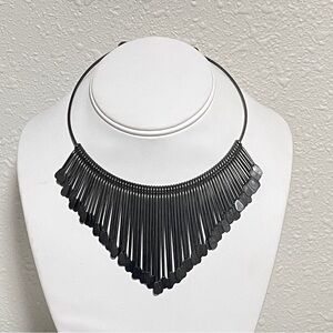 Necklace Statement Metal Fringe Choker Bib Collar Industrial Boho Tribal
